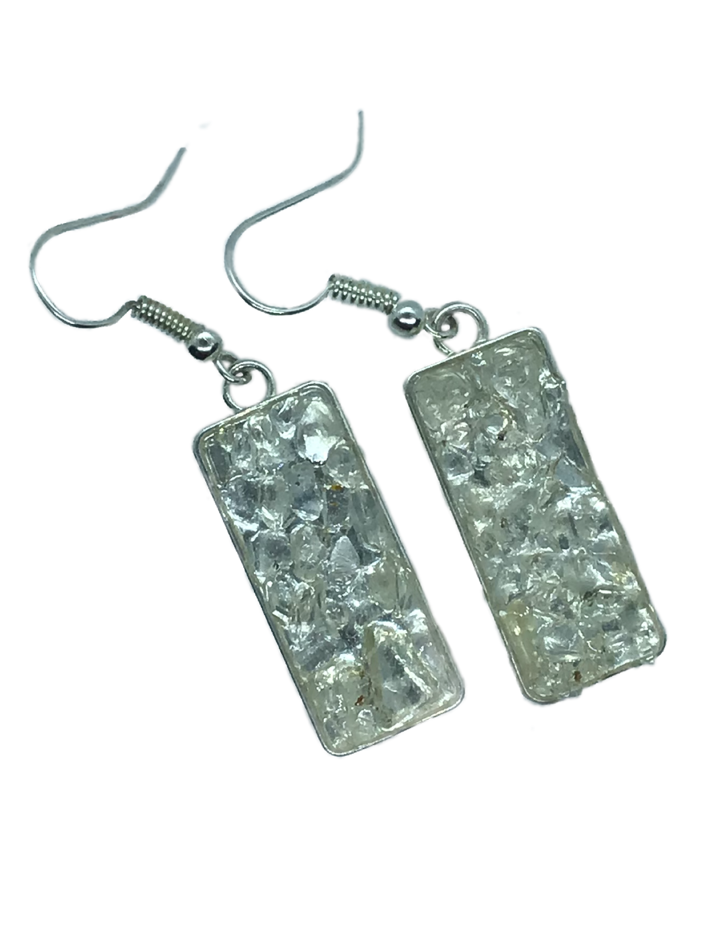 Rectangle Herkimer Diamond chipped earrings