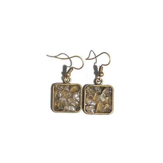 Antique Bronze Herkimer Chipped Cluster Earrings